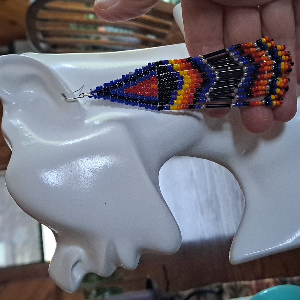 Triangular Native American Style Earrings - image 3